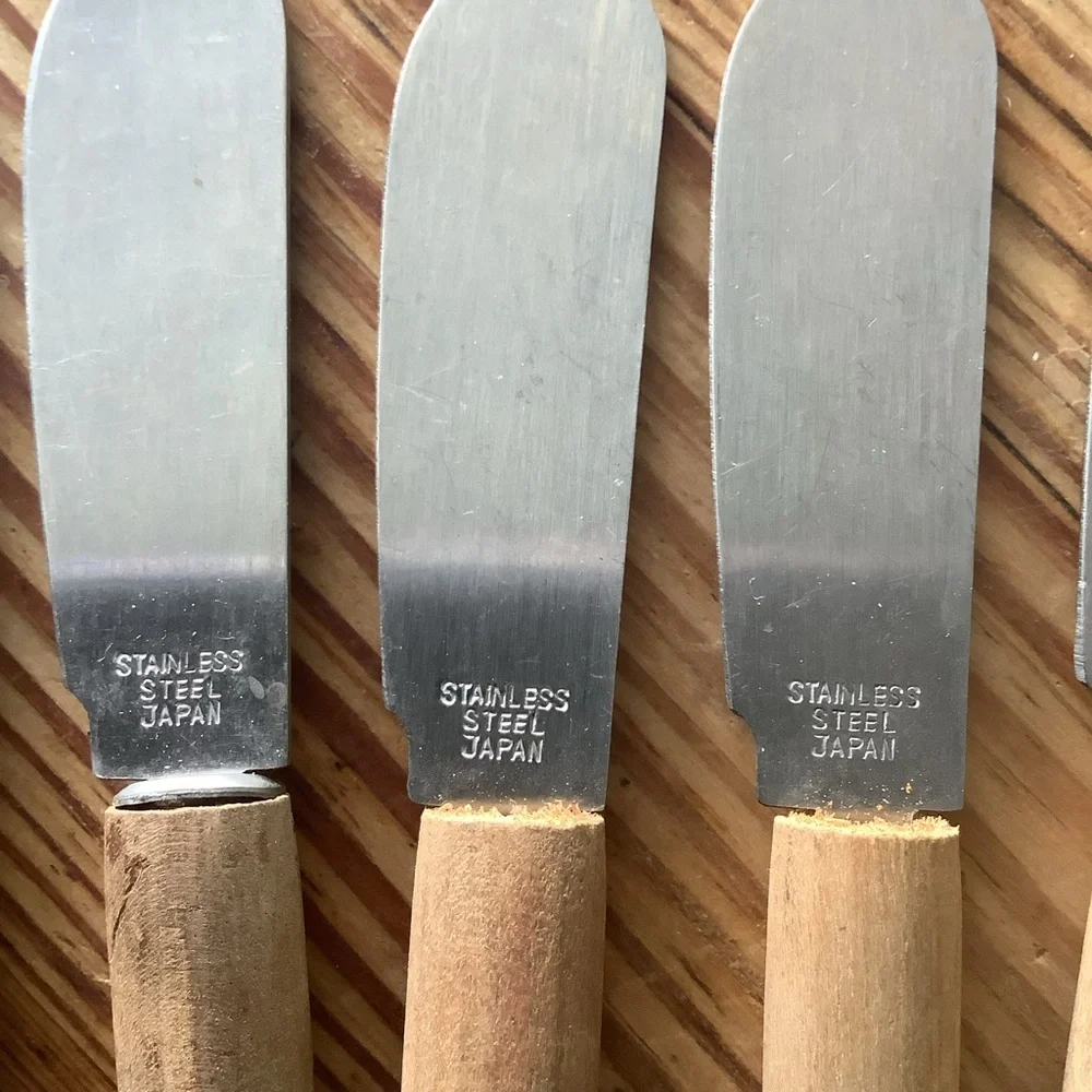 Vintage 7 Japan Wood Handle Hors D’Oeuvres Butter Spreaders